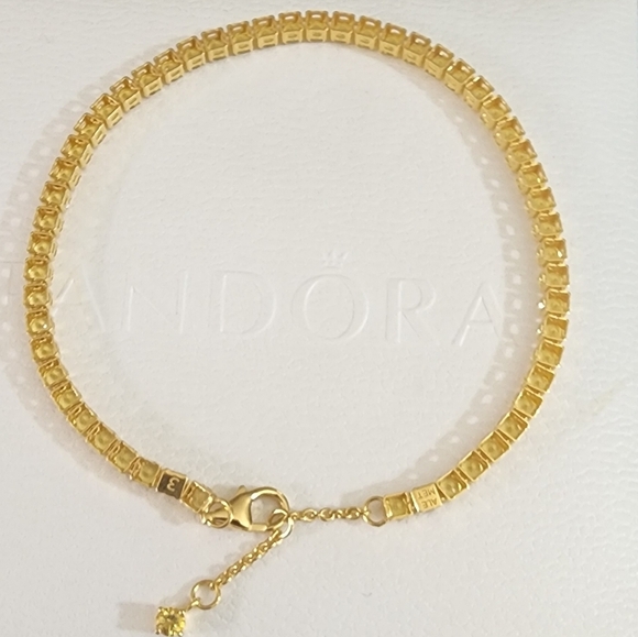 Pandora Sparkling Yellow Tennis Bracelet 14k gold plating - Picture 4 of 7